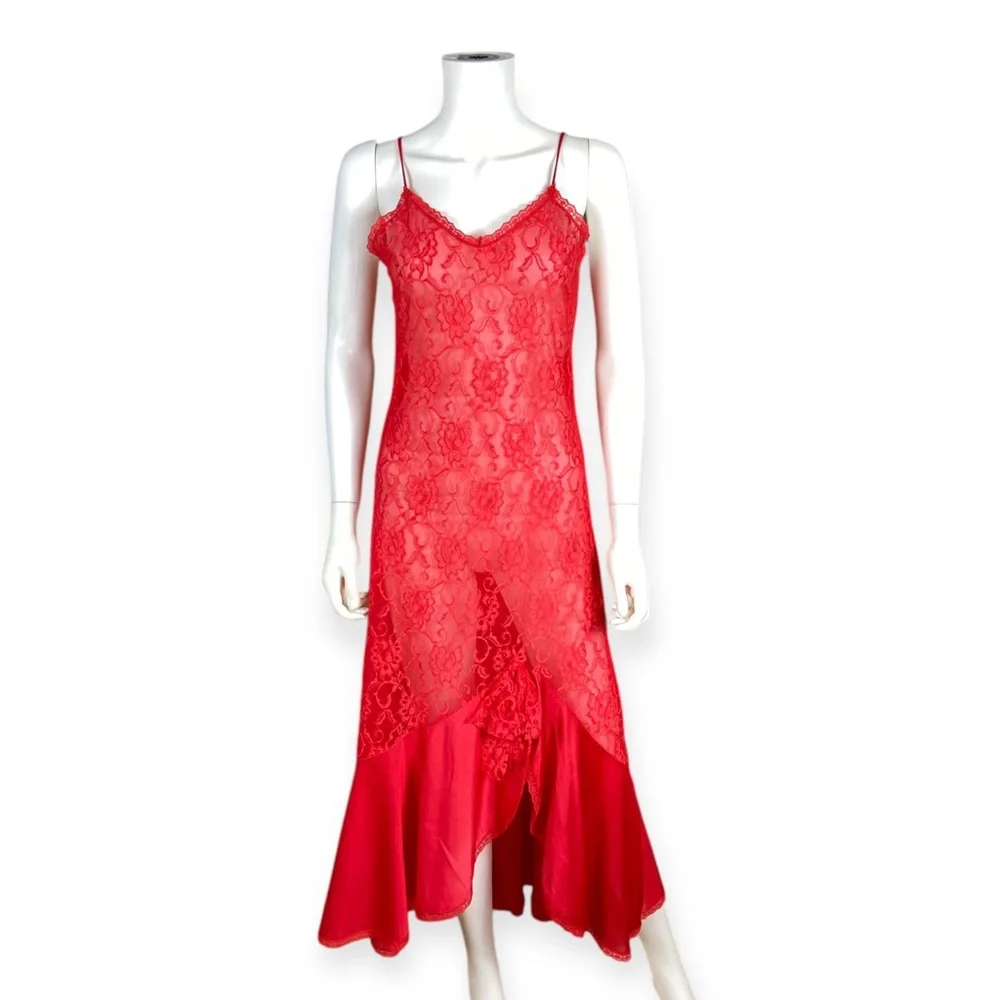 The International Boutique by Undercover Wear Vintage Red Lace Nightgown